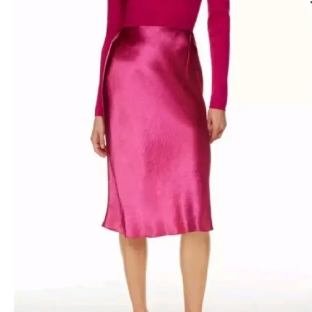 Aritzia Wilfred midi slip skirt bright pink
